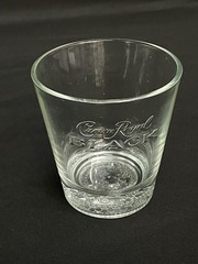 Lot of 2 Crown Royal Black Embossed Lowball Glasses Good Condition