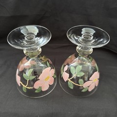 Vintage SET OF 2 Franciscan Desert Rose Goblet Imperial Glass 5 3/8” GLOWS Hnd P
