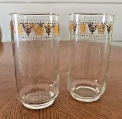 Vintage Libbey’s Butterfly Gold Drinking Glasses Tumblers Set of 2