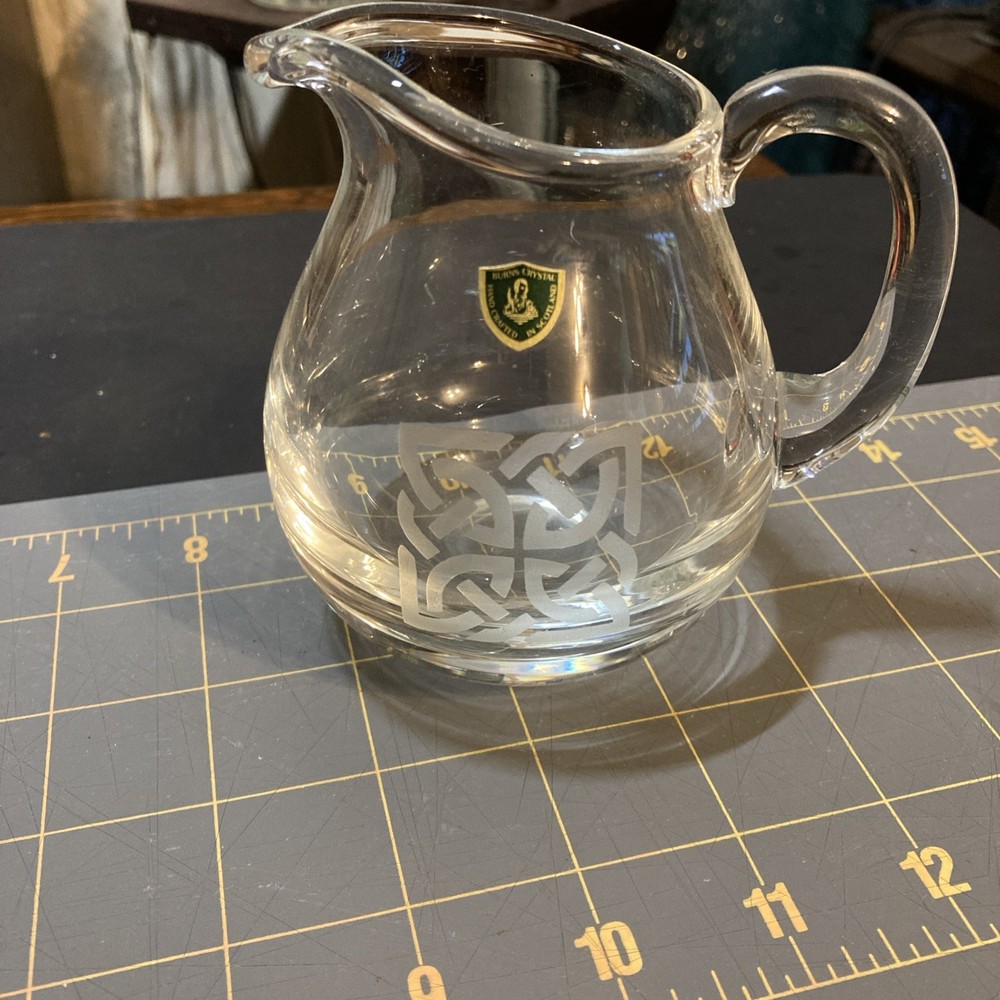 Vintage Whiskey Jug Creamer Crystal Celtic Handcrafted In Scotland Burns Crystal