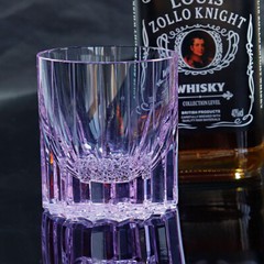 K9 Purple Shiny Crystal Whiskey Glass Hand Carved Rock Shiny Glassware 7oz