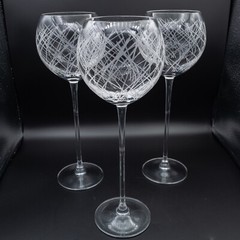 Salviati Murano Italy Crystal Twigs Wine Hocks Set of 3- 10 1/8″ -FREE USA SHIP