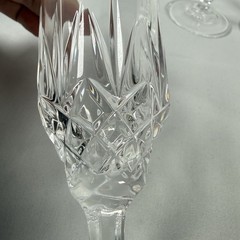 3 Italian Vintage Capri Crystal Champagne Flutes Optic Diamond Cut Faceted Stem