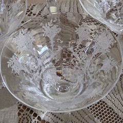 Morgantown Glass «Mayfair» Etched Champagne Glasses Set of 4 Art Nouveau Style