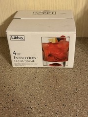 Libbey Intuition Rocks Glasses Clear Glass Set of 4, 12.5 oz / 370 mL