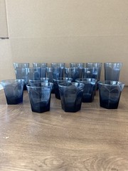 Set Of 17 Anchor Hocking Dark Blue Courtney Old Fashioned Glasses