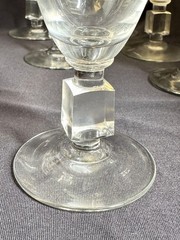 Set of 12 Vintage Reizart Crystal Parfait Glasses Cube Stem Etched Wheat Pattern