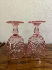 Lot 2 Vintage Madonna Inn Goblets Wild Rose – Pink – Fenton – LG Wright