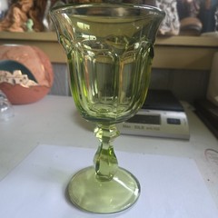 Imperial Glass Old Williamsburg Verde Green Footed Iced Tea Glasses Tumbler 6.5″