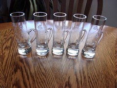 Etched Handled Shot Glasses Vintage – Set of 5