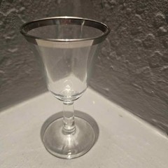 Solitaire Crystal Silver trimmed Cordial Glass 3.5″