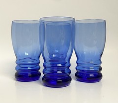 4 ct Vintage Libbey Bangles Cobalt Blue Glasses Tumblers Cooler 6.25” 16 Oz
