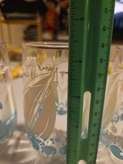 Vintage Mid Century Nautical Glasses 4 Sailboats, Teal Blue Waves, Birds