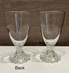 Vintage 1960s Anchor Hocking Boopie Beaded Footed Clear Glasses Set Of 2 4.25”