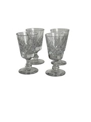 VINTAGE THOMAS WEBB CUT CRYSTAL SET OF 4 CORDIALS, Warwick Cut, Marked