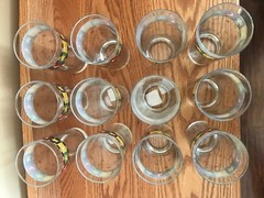 Anchor Hocking Debbie Mumm STAR/MOON Set (12) Beverage Glasses 16 oz. Red/Green
