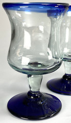 Hand Blown Blue Rimmed Cocktail Glasses 5″ with a 5oz Capacity