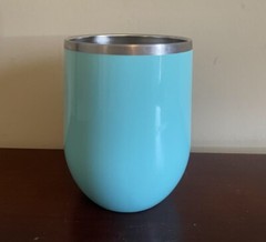 Maars Turquoise ￼￼Bev Stainless Steel 12oz Stemless Wine Glass Tumbler No Lid