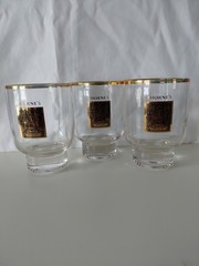 Vtg Mid MCM Thornes Scotch Glasses Lot Of 3 Gold Rim 22K 1960s Barware Low Ball