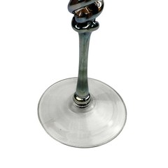 Pair Romeo Art Glass Wine Goblets Minh Martin 10.25″ Tall Iridescent Water Stem