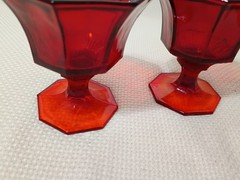 Vintage 5 Independence MCM Amberina Octagon Shaped Sherbet Glasses