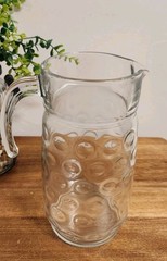 HOME ESSENTIALS ECLIPSE 66oz Glass Water Beverage Pitcher Dots Circles EUC
