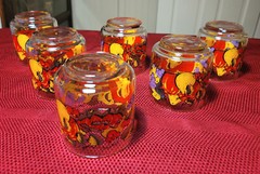 6 VINTAGE RETRO Libbey *HARVEST* Mixed Fruits 9 oz 3-1/4″ ROCKS Tumbler GLASSES