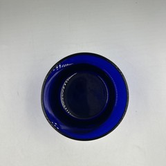 Vtg Cobalt 3.5″ Blue Libby Metropolitan 10 oz Flat Juice Glass Round Bottom