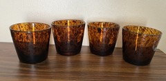 Tortoise Shell Lowball Tumbler Glass 12 oz Hand Blown Glass Polished Pontil