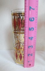 MCM West Virginia RAINIER Cranberry/Gold Diamond Highball Glasses & Pitcher 22KG