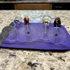 Set of 4 Mixed Color Hand-Blown Cordial Glasses: Amber/Red/Purple/Plum