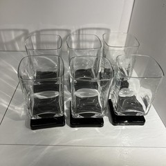 Vtg 70s Cristal D’Arques Disaronno Cocktail Glasses, Square, Black Set Of 6
