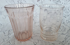 2 Pink Depression Glass Rib Optic Water Juice Tumblers Macbeth Evans Queen Mary