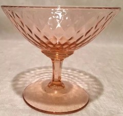 1 Fenton Diamond Optic-Pink Low Footed Sherbet/Champagne Glass 1927-1937