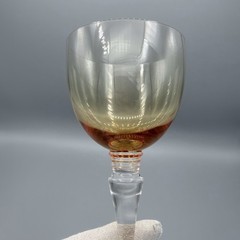 Saint Louis France Crystal Wine Glass Amber Gold Bowl Tall Stem Replacement 9in
