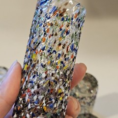 Blown Glass Confetti Tall Shot Glasses Or Mini Vases Set Of 6 Colorful Fun