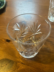 Vintage Hand Cut Crystal Shot Glasses Set of 5 Pinwheel Fan Pattern EUC