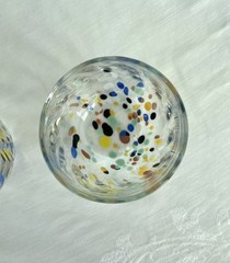 NEW Set of 2 Murano Crystal Confetti Stemless Glasses, Hand Blown Italy