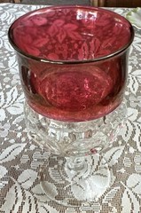 Ruby Glass Goblet in Red and Clear, Round Glossy Drinkware
