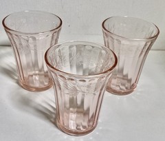 3 Jeanette Cherry Blossom Pink (5) Flat Tumblers, 5 1/8″, 12 Ounces