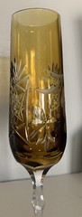 Vintage Cut To Clear Bohemian Amber Color Flute Champagne Made In Germany