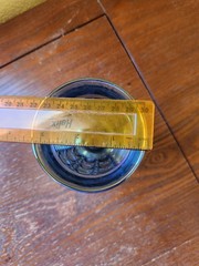 Vintage Windsor Button & Cane Iridescent Blue Carnival Glass Tumbler Geometric