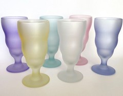 Vintage Set of 6 Libbey Watusi Soda Fountain Satin Frosted Fundamentals Glasses
