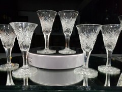 (1) Sherry Glass 4-1/2″ American Brilliant Period cut glass crystal hobstars