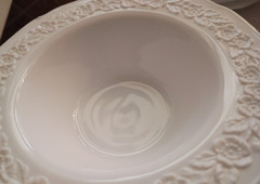1) Indiana ORANGE BLOSSOM BOWL White MILK GLASS or Candle Votive EXC(9 AVAIL)