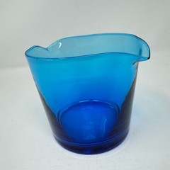 Peacock Blue Blown Glass Wine Glass Rinser 2-Spout Heavy Bottom