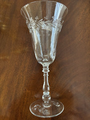 Crystal Stemware by Reizart (Pattern is Doria) Cut Plant Design, 7 pieces total