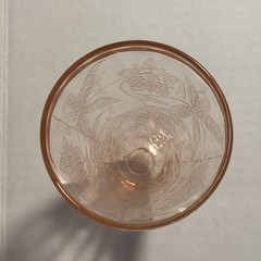 Jeannette Floral Poinsettia Pink 4″ Footed Juice Tumbler-1930’s