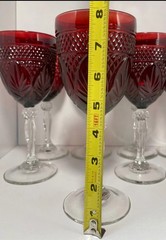 Set of 8 Antique Ruby by Cristal D’Arques/Durand Manufactured 8″ Water Goblets