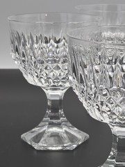 4 Fostoria Tall Crystal Sherbet Dessert Dish Cups Stratton Pattern 5 3/8″ MINT
